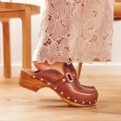 Sanita Wood-Lillen træsko^Dame Udsalg|Træsko